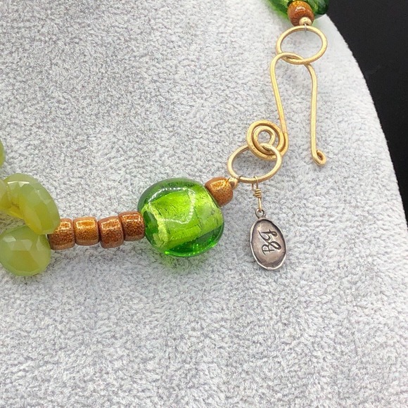 BG Fresh Water Pearl Necklace Baroque Coins Faceted Glass Teardrops 14K GP Clasp - Picture 4 of 7